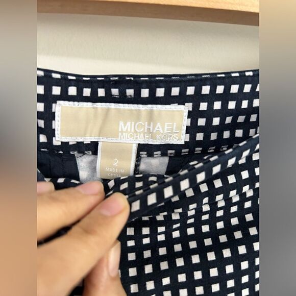 Michael By Michael Kors Plaid White and Blue Women’s Trouser - Picture 5 of 10